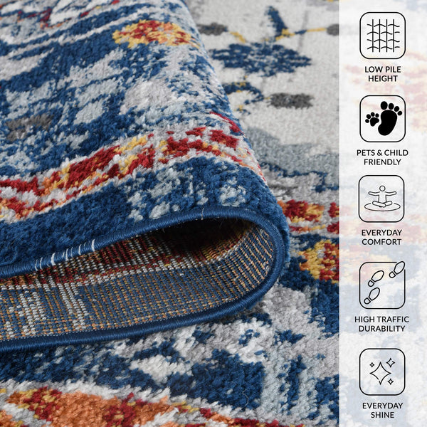 Alexandria Floral Oriental Polypropylene Rug for Living Room Hallway or Dining Spaces