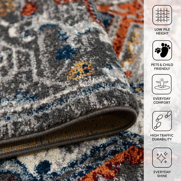 Alexandria Medallion Polypropylene Area Rug Power Loomed in Turkey for Home Interiors