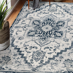 Alexandria Medallion Polypropylene Rug Low Pile Power Loomed for Indoor Home Decor