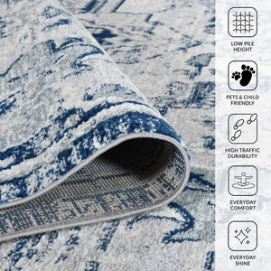 Alexandria Medallion Polypropylene Rug Low Pile Power Loomed for Indoor Home Decor