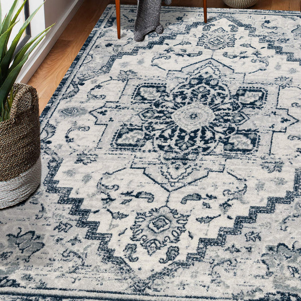 Alexandria Medallion Polypropylene Rug Low Pile Power Loomed for Indoor Home Decor