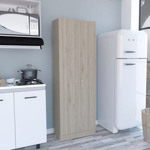 English Elm Multistorage Spacious Pantry Cabinet with 5 Adjustable Shelves, Double Doors, Light Gray Finish, Durable Storage Solution B07092099