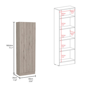 English Elm Multistorage Spacious Pantry Cabinet with 5 Adjustable Shelves, Double Doors, Light Gray Finish, Durable Storage Solution B07092099