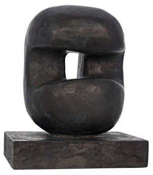 Noir Juno Sculpture - Stunning Solid Marble Art Piece with Organic Curves for Contemporary Home Decor AM-240BM