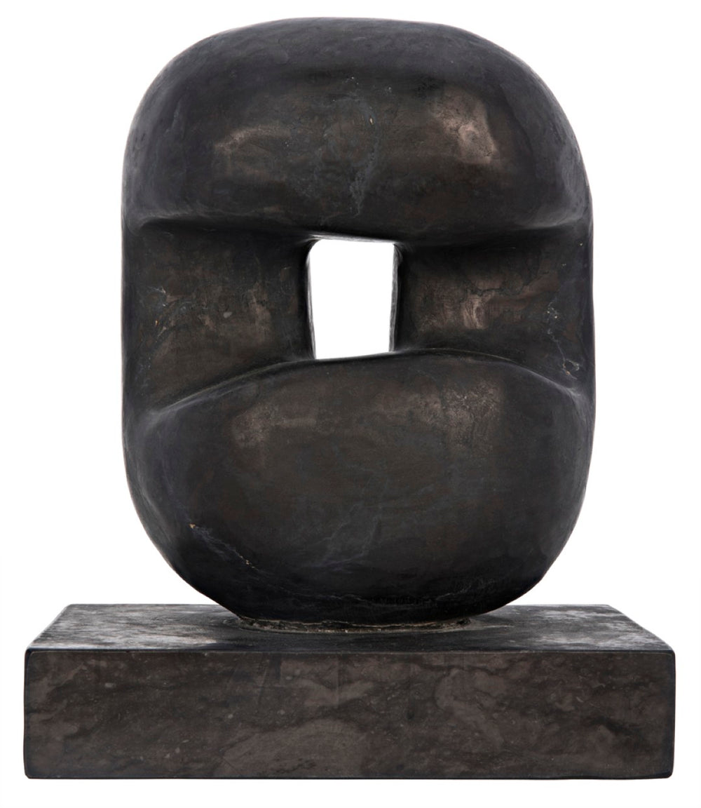 Noir Juno Sculpture - Stunning Solid Marble Art Piece with Organic Curves for Contemporary Home Decor AM-240BM