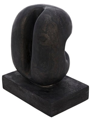 Noir Juno Sculpture - Stunning Solid Marble Art Piece with Organic Curves for Contemporary Home Decor AM-240BM