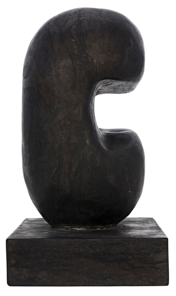 Noir Juno Sculpture - Stunning Solid Marble Art Piece with Organic Curves for Contemporary Home Decor AM-240BM