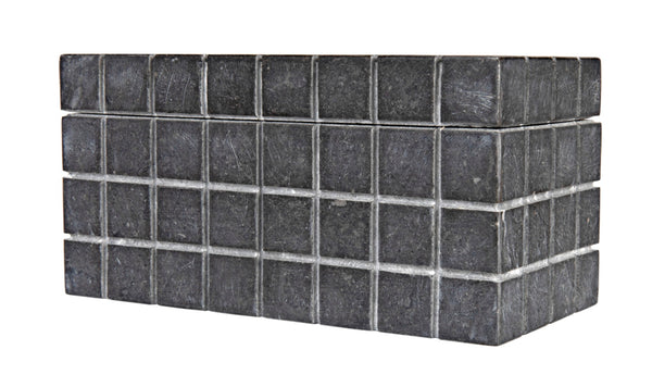 Noir Berlin Black Marble Box Set of 2 - Elegant Catch-Alls with Hand-Etched Design for Organizing Style AM-265BM2