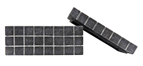 Noir Berlin Black Marble Box Set of 2 - Elegant Catch-Alls with Hand-Etched Design for Organizing Style AM-265BM2