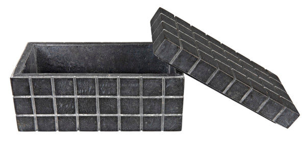 Noir Berlin Black Marble Box Set of 2 - Elegant Catch-Alls with Hand-Etched Design for Organizing Style AM-265BM2