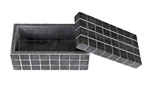 Noir Berlin Black Marble Box Set of 2 - Elegant Catch-Alls with Hand-Etched Design for Organizing Style AM-265BM2