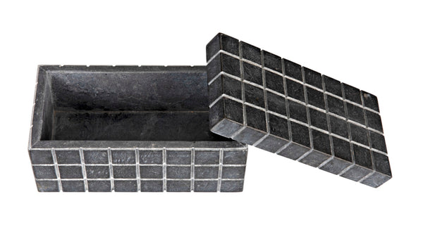 Noir Berlin Black Marble Box Set of 2 - Elegant Catch-Alls with Hand-Etched Design for Organizing Style AM-265BM2