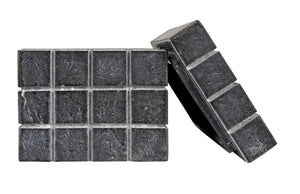 Noir Berlin Black Marble Box Set of 2 - Elegant Catch-Alls with Hand-Etched Design for Organizing Style AM-265BM2