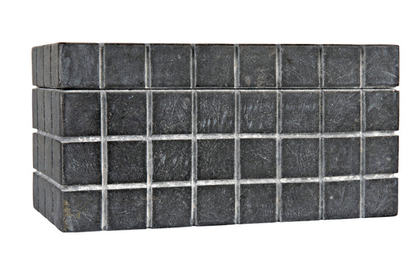 Noir Berlin Black Marble Box Set of 2 - Elegant Catch-Alls with Hand-Etched Design for Organizing Style AM-265BM2