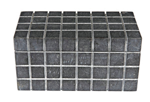 Noir Berlin Black Marble Box Set of 2 - Elegant Catch-Alls with Hand-Etched Design for Organizing Style AM-265BM2