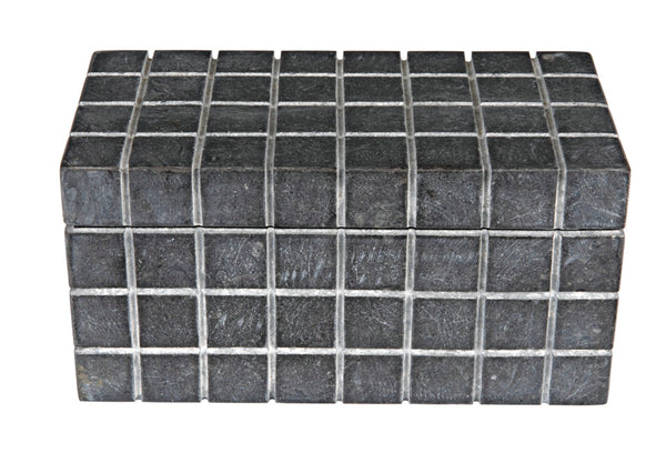 Noir Berlin Black Marble Box Set of 2 - Elegant Catch-Alls with Hand-Etched Design for Organizing Style AM-265BM2