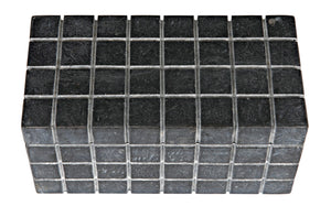 Noir Berlin Black Marble Box Set of 2 - Elegant Catch-Alls with Hand-Etched Design for Organizing Style AM-265BM2