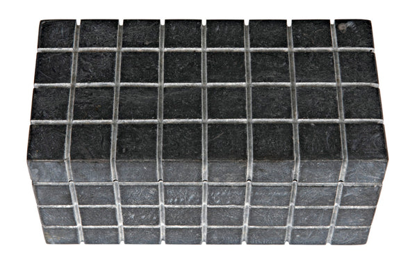 Noir Berlin Black Marble Box Set of 2 - Elegant Catch-Alls with Hand-Etched Design for Organizing Style AM-265BM2