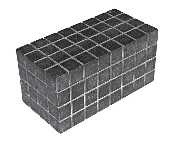 Noir Berlin Black Marble Box Set of 2 - Elegant Catch-Alls with Hand-Etched Design for Organizing Style AM-265BM2