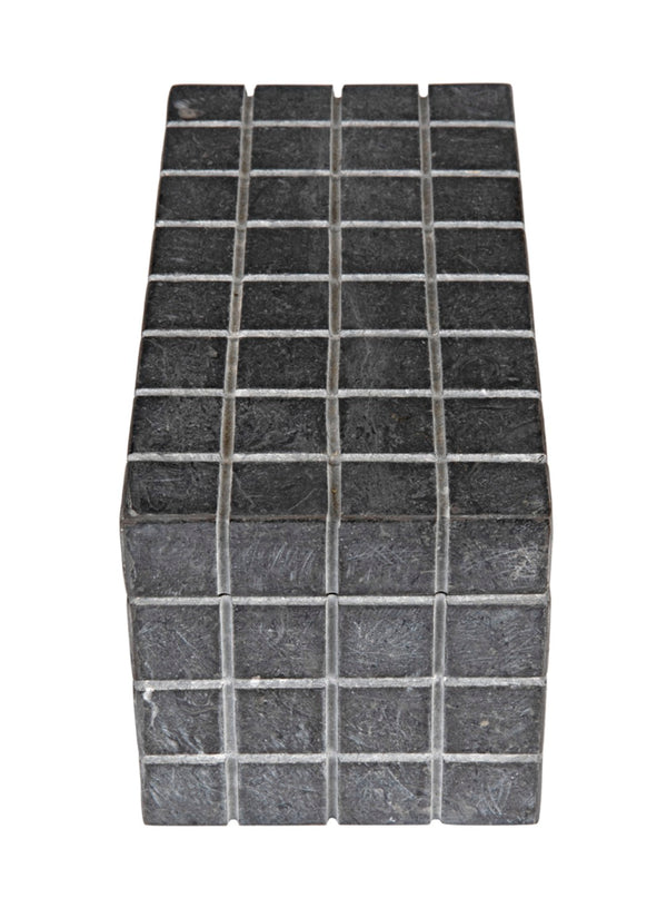 Noir Berlin Black Marble Box Set of 2 - Elegant Catch-Alls with Hand-Etched Design for Organizing Style AM-265BM2