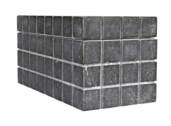 Noir Berlin Black Marble Box Set of 2 - Elegant Catch-Alls with Hand-Etched Design for Organizing Style AM-265BM2