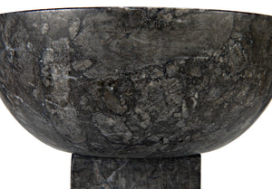 Noir Zeta Bowl - Artisan-Crafted Solid Black Marble Pedestal Bowl for Modern Home Décor & Centerpiece AM-274BM