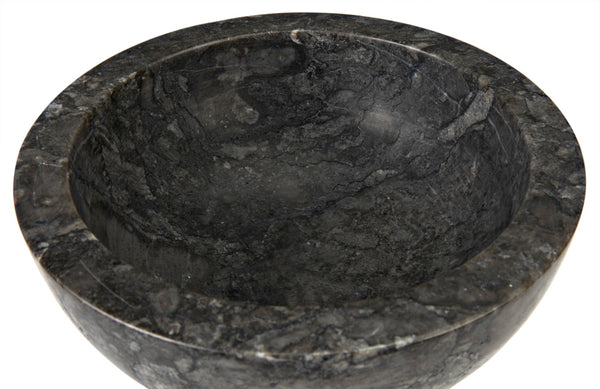 Noir Zeta Bowl - Artisan-Crafted Solid Black Marble Pedestal Bowl for Modern Home Décor & Centerpiece AM-274BM