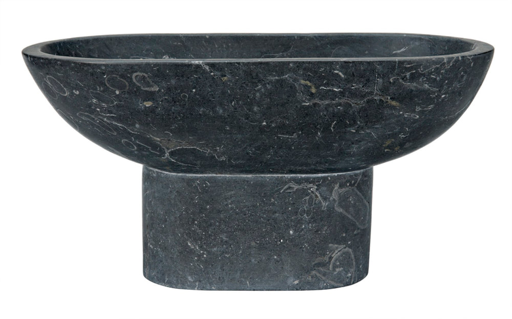Noir Steve Marble Accent Tray - Artisan-Crafted Decorative Piece with Striking Veining for Home Decor AM-282BM