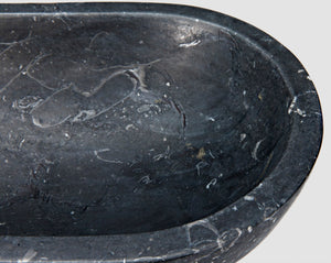 Noir Steve Marble Accent Tray - Artisan-Crafted Decorative Piece with Striking Veining for Home Decor AM-282BM