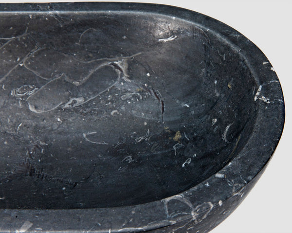 Noir Steve Marble Accent Tray - Artisan-Crafted Decorative Piece with Striking Veining for Home Decor AM-282BM