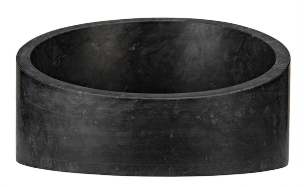 Noir Marshall Bowl – Artisan-Crafted Black Marble Centerpiece with Unique Veining for Stylish Decor AM-286BM