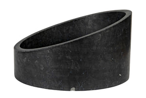 Noir Marshall Bowl – Artisan-Crafted Black Marble Centerpiece with Unique Veining for Stylish Decor AM-286BM