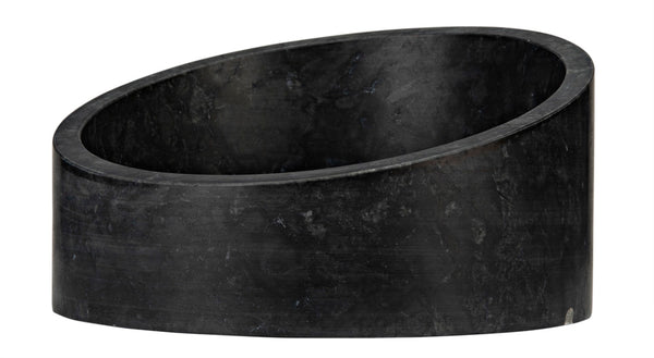 Noir Marshall Bowl – Artisan-Crafted Black Marble Centerpiece with Unique Veining for Stylish Decor AM-286BM