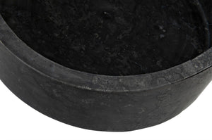 Noir Marshall Bowl – Artisan-Crafted Black Marble Centerpiece with Unique Veining for Stylish Decor AM-286BM
