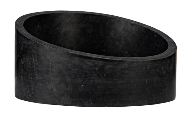 Noir Marshall Bowl – Artisan-Crafted Black Marble Centerpiece with Unique Veining for Stylish Decor AM-286BM