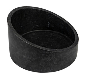 Noir Marshall Bowl – Artisan-Crafted Black Marble Centerpiece with Unique Veining for Stylish Decor AM-286BM
