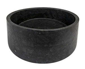 Noir Marshall Bowl – Artisan-Crafted Black Marble Centerpiece with Unique Veining for Stylish Decor AM-286BM