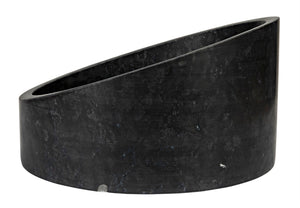 Noir Marshall Bowl – Artisan-Crafted Black Marble Centerpiece with Unique Veining for Stylish Decor AM-286BM