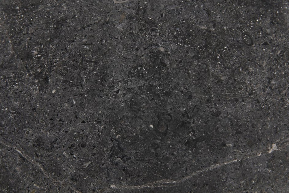 Noir Heart Contemporary Side Table: Artisan-Crafted Solid Black Marble with Geometric Design Accent AM-287BM