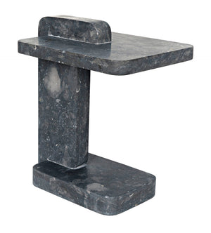 Noir North Side Table - Artisan-Crafted Black Marble Accent Table with Unique Veining for Modern Homes AM-293BM