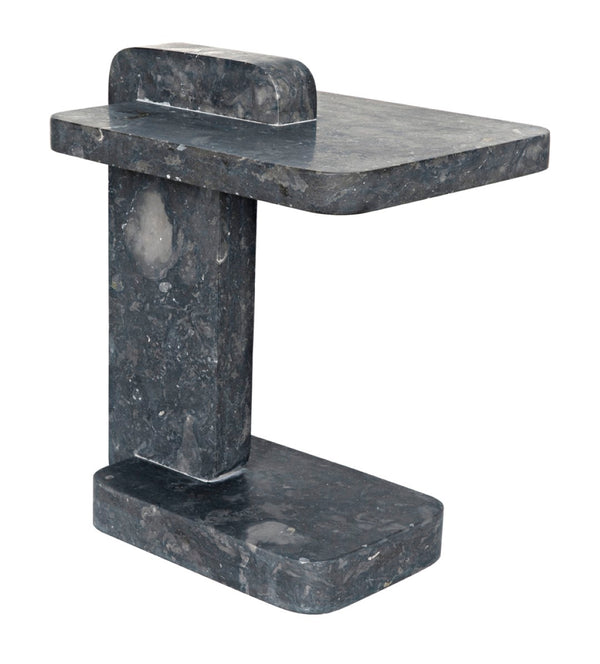 Noir North Side Table - Artisan-Crafted Black Marble Accent Table with Unique Veining for Modern Homes AM-293BM
