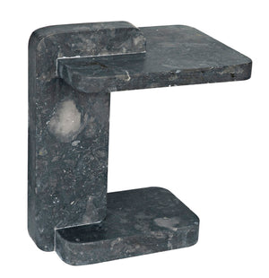 Noir North Side Table - Artisan-Crafted Black Marble Accent Table with Unique Veining for Modern Homes AM-293BM
