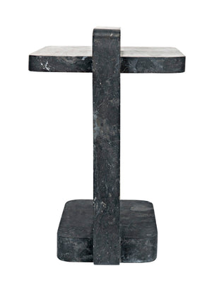 Noir North Side Table - Artisan-Crafted Black Marble Accent Table with Unique Veining for Modern Homes AM-293BM