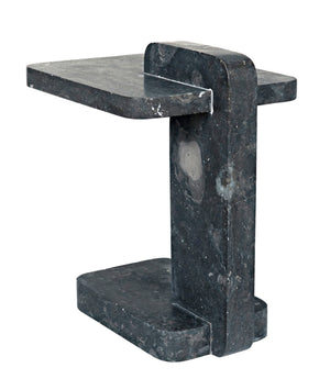 Noir North Side Table - Artisan-Crafted Black Marble Accent Table with Unique Veining for Modern Homes AM-293BM