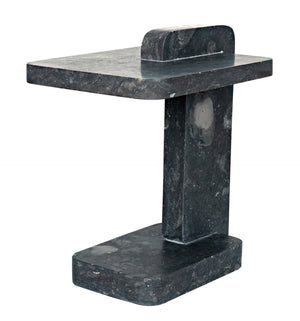 Noir North Side Table - Artisan-Crafted Black Marble Accent Table with Unique Veining for Modern Homes AM-293BM