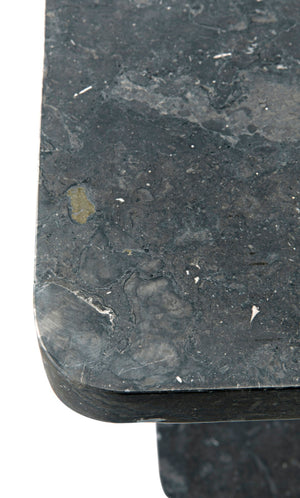 Noir North Side Table - Artisan-Crafted Black Marble Accent Table with Unique Veining for Modern Homes AM-293BM