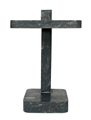 Noir North Side Table - Artisan-Crafted Black Marble Accent Table with Unique Veining for Modern Homes AM-293BM