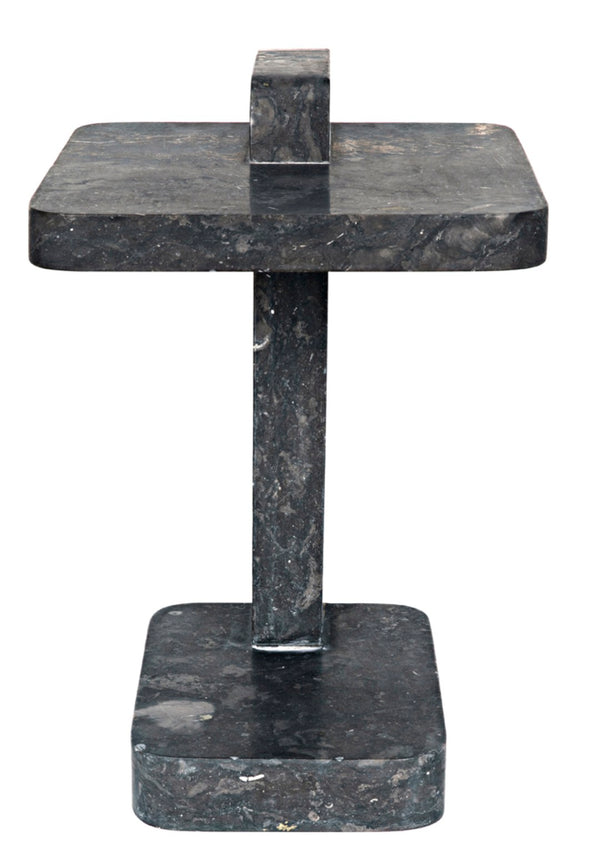 Noir North Side Table - Artisan-Crafted Black Marble Accent Table with Unique Veining for Modern Homes AM-293BM