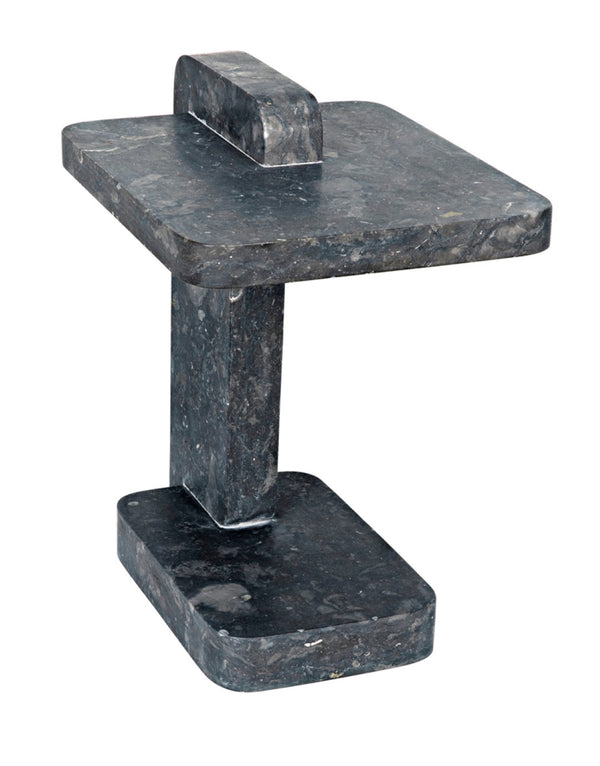 Noir North Side Table - Artisan-Crafted Black Marble Accent Table with Unique Veining for Modern Homes AM-293BM