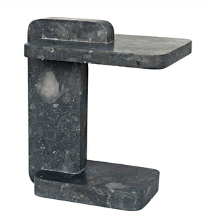 Noir North Side Table - Artisan-Crafted Black Marble Accent Table with Unique Veining for Modern Homes AM-293BM